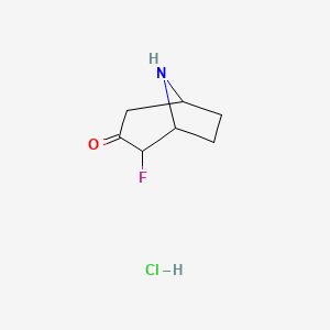 molecular formula C7H11ClFNO B8184443 2-Fluoro-8-azabicyclo[3.2.1]octan-3-one;hydrochloride 