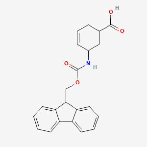 molecular formula C22H21NO4 B8184644 5-(9H-fluoren-9-ylmethoxycarbonylamino)cyclohex-3-ene-1-carboxylic acid 