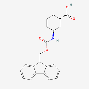 molecular formula C22H21NO4 B8184650 (1S,5R)-5-(9H-fluoren-9-ylmethoxycarbonylamino)cyclohex-3-ene-1-carboxylic acid 