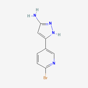 molecular formula C8H7BrN4 B8184670 5-(6-bromopyridin-3-yl)-1H-pyrazol-3-amine 