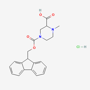 molecular formula C21H23ClN2O4 B8184680 4-(9H-fluoren-9-ylmethoxycarbonyl)-1-methylpiperazine-2-carboxylic acid;hydrochloride 