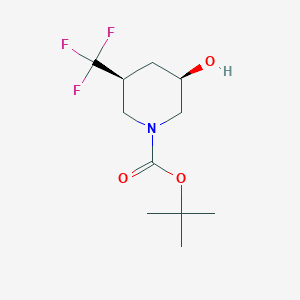 molecular formula C11H18F3NO3 B8184686 tert-Butyl (3R,5S)-3-hydroxy-5-(trifluoromethyl)piperidine-1-carboxylate 