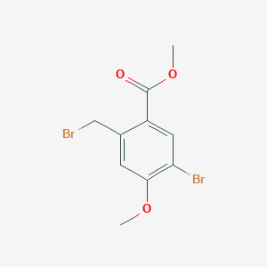 molecular formula C10H10Br2O3 B8184780 5-Bromo-2-bromomethyl-4-methoxy-benzoic acid methyl ester CAS No. 1965310-34-2