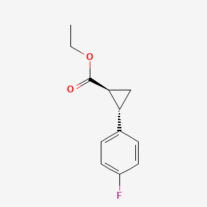 molecular formula C12H13FO2 B8184798 trans-2-(4-Fluoro-phenyl)-cyclopropanecarboxylic acid ethyl ester 