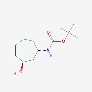 molecular formula C12H23NO3 B8184876 (1S,3S)-(3-Hydroxy-cycloheptyl)-carbamic acid tert-butyl ester 