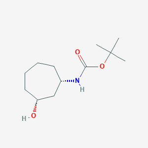 molecular formula C12H23NO3 B8184880 (1S,3R)-(3-Hydroxy-cycloheptyl)-carbamic acid tert-butyl ester 