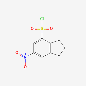 molecular formula C9H8ClNO4S B8185046 6-Nitro-indan-4-sulfonyl chloride 