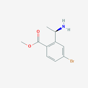 molecular formula C10H12BrNO2 B8185138 Methyl (R)-2-(1-aminoethyl)-4-bromobenzoate 