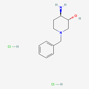 molecular formula C12H20Cl2N2O B8185188 (3R,4R)-4-amino-1-benzylpiperidin-3-ol;dihydrochloride 