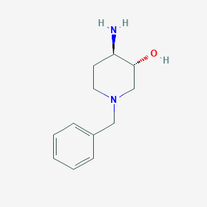 molecular formula C12H18N2O B8185191 trans-4-Amino-1-(phenylmethyl)-3-piperidinol 