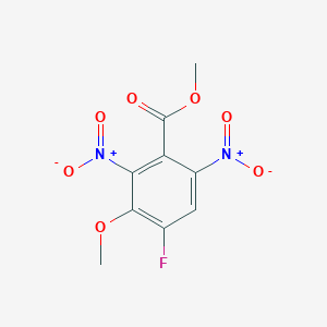molecular formula C9H7FN2O7 B8185354 4-Fluoro-3-methoxy-2,6-dinitro-benzoic acid methyl ester 