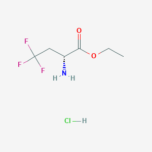 molecular formula C6H11ClF3NO2 B8185386 (R)-2-Amino-4,4,4-trifluoro-butyric acid ethyl ester hydrochloride 