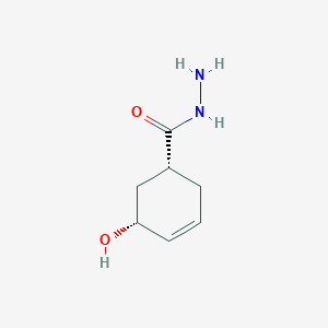 molecular formula C7H12N2O2 B8185402 cis-5-Hydroxy-cyclohex-3-enecarboxylic acid hydrazide 