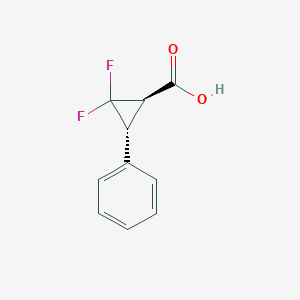 molecular formula C10H8F2O2 B8185412 (1R,3R)-2,2-Difluoro-3-phenyl-cyclopropanecarboxylic acid 
