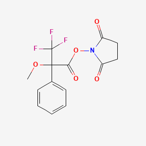 molecular formula C14H12F3NO5 B8185423 (R)-3,3,3-Trifluoro-2-methoxy-2-phenyl-propionic acid 2,5-dioxo-pyrrolidin-1-yl ester 