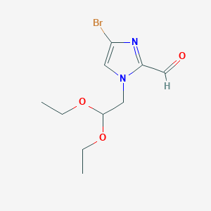 molecular formula C10H15BrN2O3 B8185565 4-Bromo-1-(2,2-diethoxy-ethyl)-1H-imidazole-2-carbaldehyde 