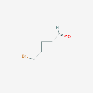 molecular formula C6H9BrO B8185609 3-Bromomethyl-cyclobutanecarbaldehyde 
