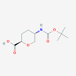molecular formula C11H19NO5 B8185663 trans-5-(Boc-amino)-tetrahydro-pyran-2-carboxylic acid 