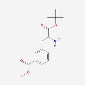 molecular formula C15H21NO4 B8185832 3-(2-Amino-2-tert-butoxycarbonyl-ethyl)-benzoic acid methyl ester 