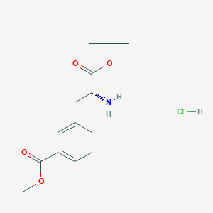 molecular formula C15H22ClNO4 B8185850 (R)-3-(2-Amino-2-tert-butoxycarbonyl-ethyl)-benzoic acid methyl ester hydrochloride 