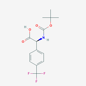 molecular formula C14H16F3NO4 B8185868 (R)-Boc-amino-(4-trifluoromethyl-phenyl)-acetic acid CAS No. 1228549-08-3