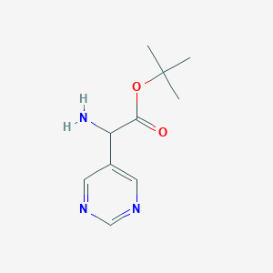 molecular formula C10H15N3O2 B8185982 Amino-pyrimidin-5-yl-acetic acid tert-butyl ester 