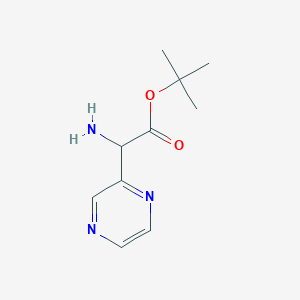 molecular formula C10H15N3O2 B8185989 Amino-pyrazin-2-yl-acetic acid tert-butyl ester 