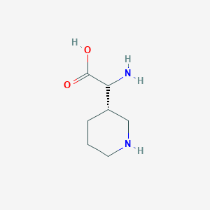 molecular formula C7H14N2O2 B8186046 (alphaS,3S)-rel-alpha-Amino-3-piperidineacetic acid 