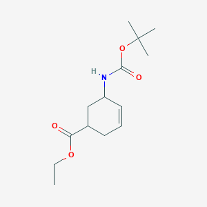 molecular formula C14H23NO4 B8186212 5-Boc-amino-cyclohex-3-enecarboxylic acid ethyl ester 