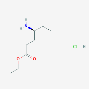 molecular formula C9H20ClNO2 B8186257 (R)-4-Amino-5-methyl-hexanoic acid ethyl ester hydrochloride 