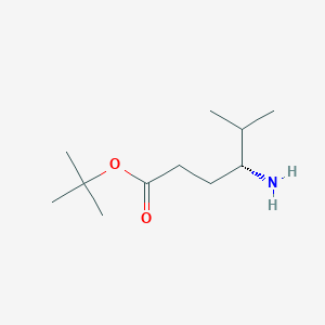 molecular formula C11H23NO2 B8186269 (R)-4-Amino-5-methyl-hexanoic acid tert-butyl ester 