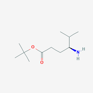 molecular formula C11H23NO2 B8186273 (S)-4-Amino-5-methyl-hexanoic acid tert-butyl ester 
