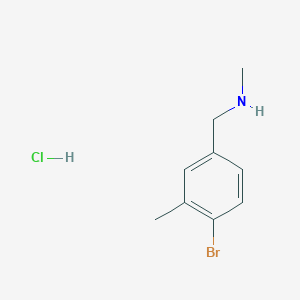 molecular formula C9H13BrClN B8186320 (4-Bromo-3-methyl-benzyl)-methyl-amine hydrochoride 