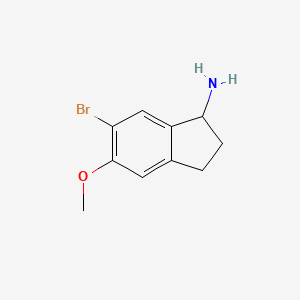 molecular formula C10H12BrNO B8186352 6-Bromo-5-methoxy-indan-1-ylamine 