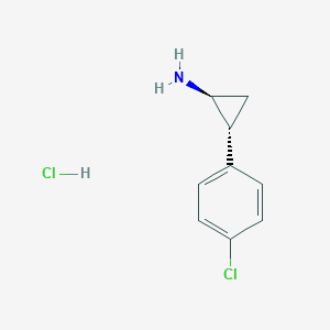 molecular formula C9H11Cl2N B8186370 trans-2-(4-Chloro-phenyl)-cyclopropylamine hydrochloride 