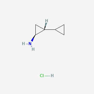 molecular formula C6H12ClN B8186403 (1S,2R)-2-cyclopropylcyclopropan-1-amine;hydrochloride 