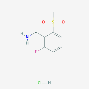 molecular formula C8H11ClFNO2S B8186409 2-Fluoro-6-methanesulfonyl-benzylamine hydrochloride 