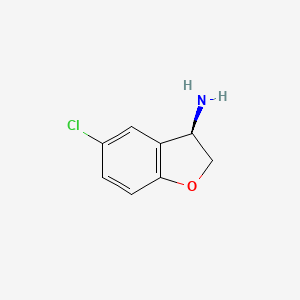 molecular formula C8H8ClNO B8186526 (3R)-5-Chloro-2,3-dihydro-1-benzofuran-3-amine 