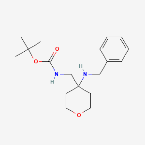 molecular formula C18H28N2O3 B8186587 (4-Benzylamino-tetrahydro-pyran-4-ylmethyl)-carbamic acid tert-butyl ester 