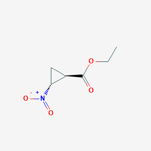 molecular formula C6H9NO4 B8186589 trans-2-Nitro-cyclopropanecarboxylic acid ethyl ester 