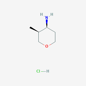 molecular formula C6H14ClNO B8186656 (3S,4S)-3-methyloxan-4-amine hydrochloride 