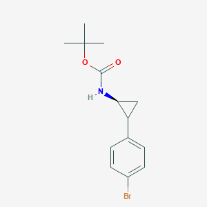 molecular formula C14H18BrNO2 B8186657 trans-[2-(4-Bromo-phenyl)-cyclopropyl]-carbamic acid tert-butyl ester 