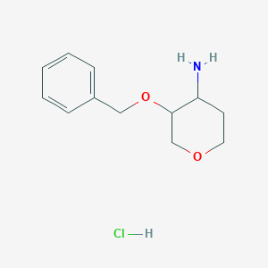 molecular formula C12H18ClNO2 B8186752 3-(Benzyloxy)oxan-4-amine hydrochloride 