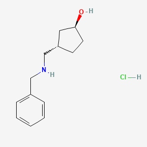 molecular formula C13H20ClNO B8186769 trans-3-(Benzylamino-methyl)-cyclopentanol hydrochloride 