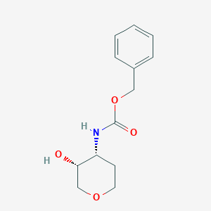 molecular formula C13H17NO4 B8186779 cis-(3-Hydroxy-tetrahydro-pyran-4-yl)-carbamic acid benzyl ester 