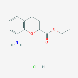 molecular formula C12H16ClNO3 B8186837 Ethyl 8-aminochromane-2-carboxylate hydrochloride 