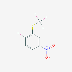 molecular formula C7H3F4NO2S B8186890 Benzene, 1-fluoro-4-nitro-2-[(trifluoromethyl)thio]- 