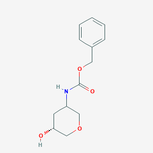molecular formula C13H17NO4 B8186904 trans-(5-Hydroxy-tetrahydro-pyran-3-yl)-carbamic acid benzyl ester 