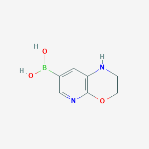 molecular formula C7H9BN2O3 B8187314 2,3-Dihydro-1H-pyrido[2,3-b][1,4]oxazine-7-boronic acid 