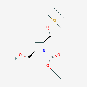 molecular formula C16H33NO4Si B8187327 cis-1-Boc-2-(tert-butyl-dimethyl-silanyloxymethyl)-4-hydroxymethyl-azetidine 